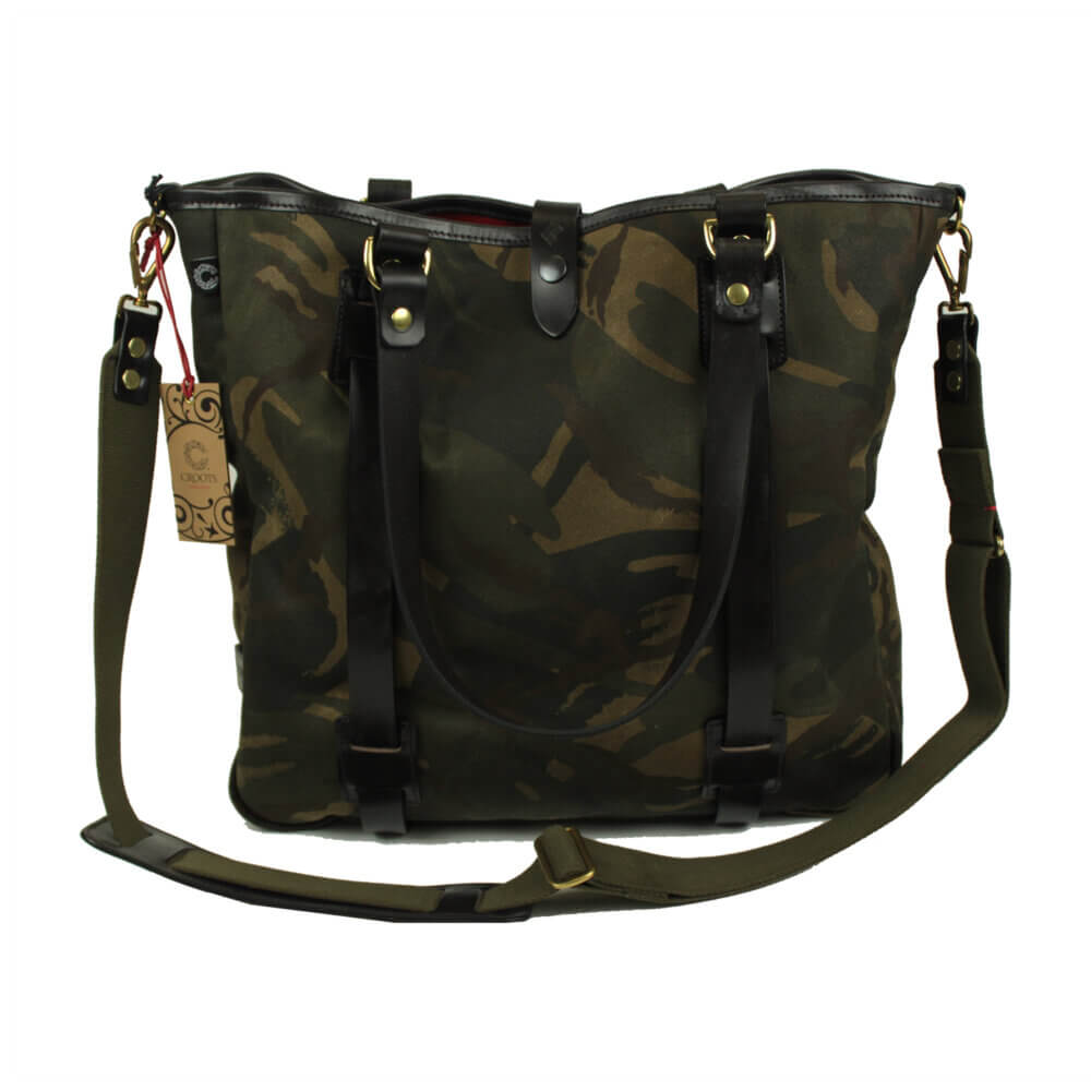 Waxed Camo Tote Bag by Croots England